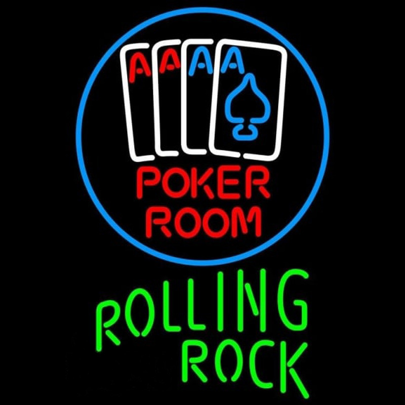 Rolling Rock Poker Room Beer Sign Neonskylt