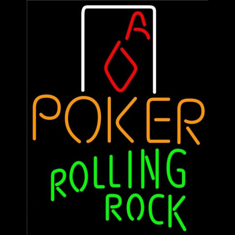 Rolling Rock Poker Squver Ace Beer Sign Neonskylt