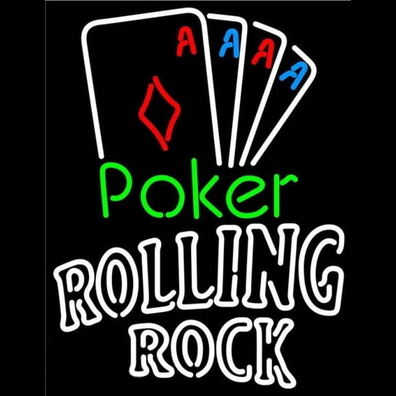 Rolling Rock Poker Tournament Beer Sign Neonskylt