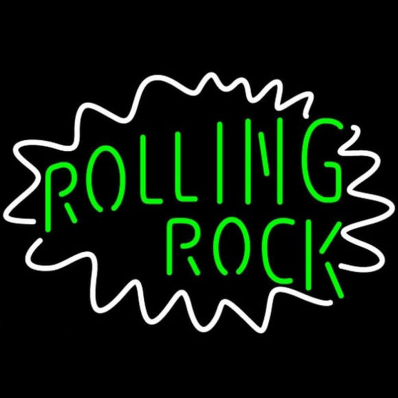 Rolling Rock Single Line Logo With Wavy Circle Beer Sign Neonskylt