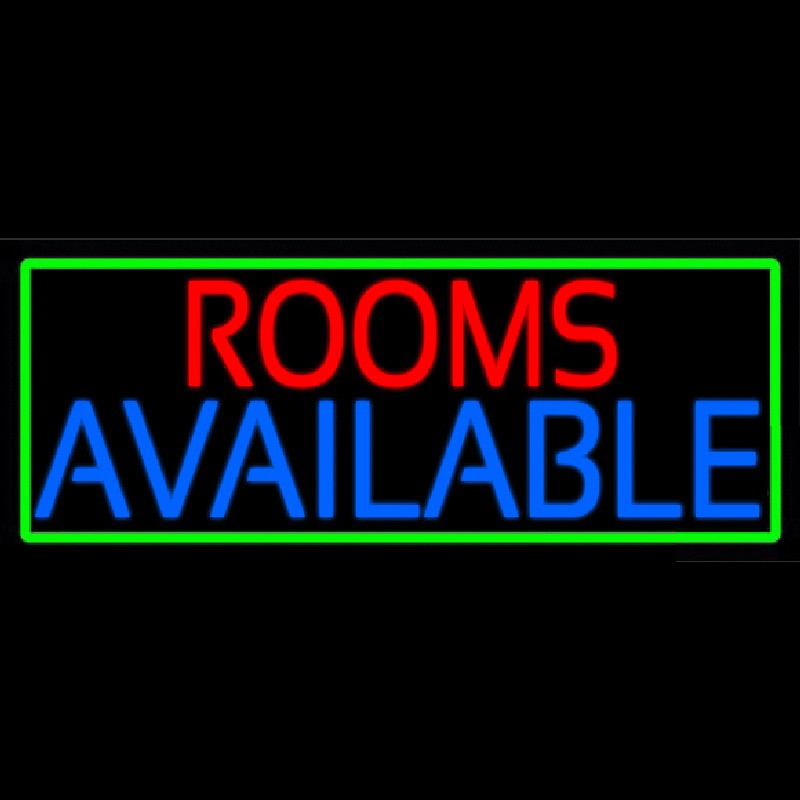 Rooms Available Vacancy With Green Border Neonskylt