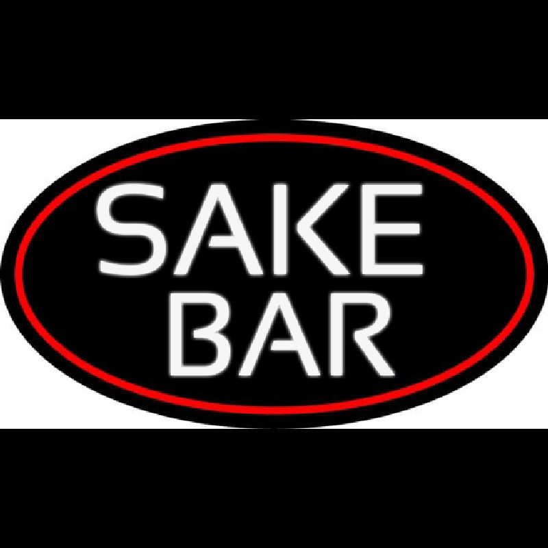 Sake Bar Oval With Red Border Neonskylt