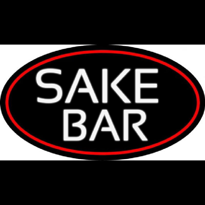 Sake Bar Oval With Red Border Neonskylt