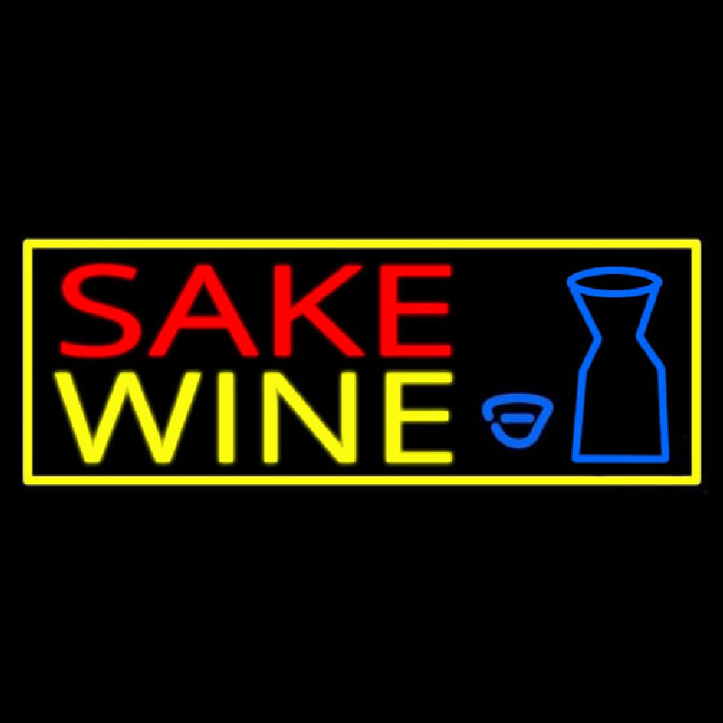 Sake Wine With Bottle And Glass Neonskylt