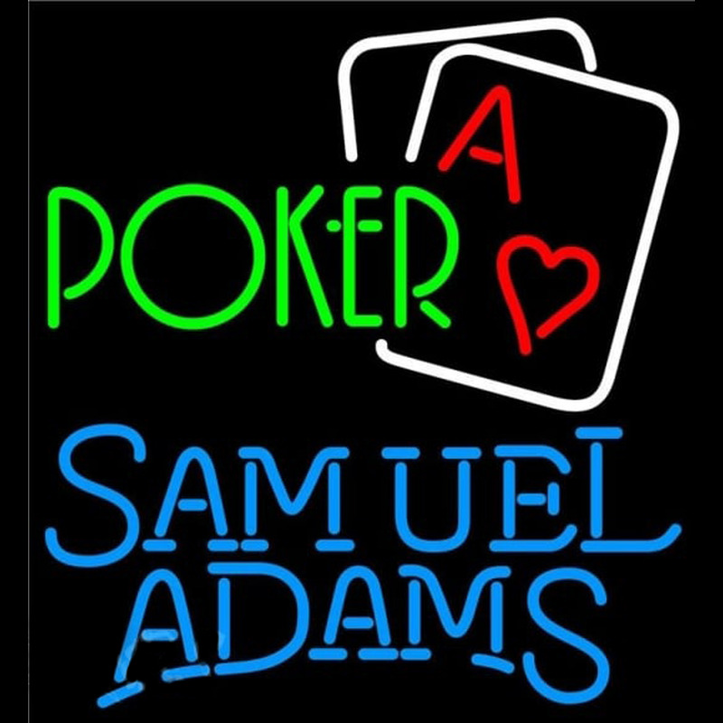 Samuel Adams Green Poker Beer Sign Neonskylt