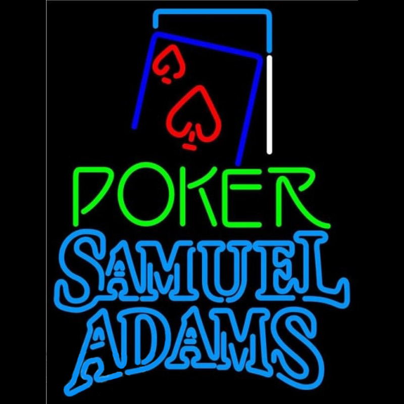 Samuel Adams Green Poker Red Heart Beer Sign Neonskylt