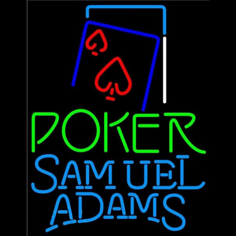 Samuel Adams Green Poker Red Heart Beer Sign Neonskylt