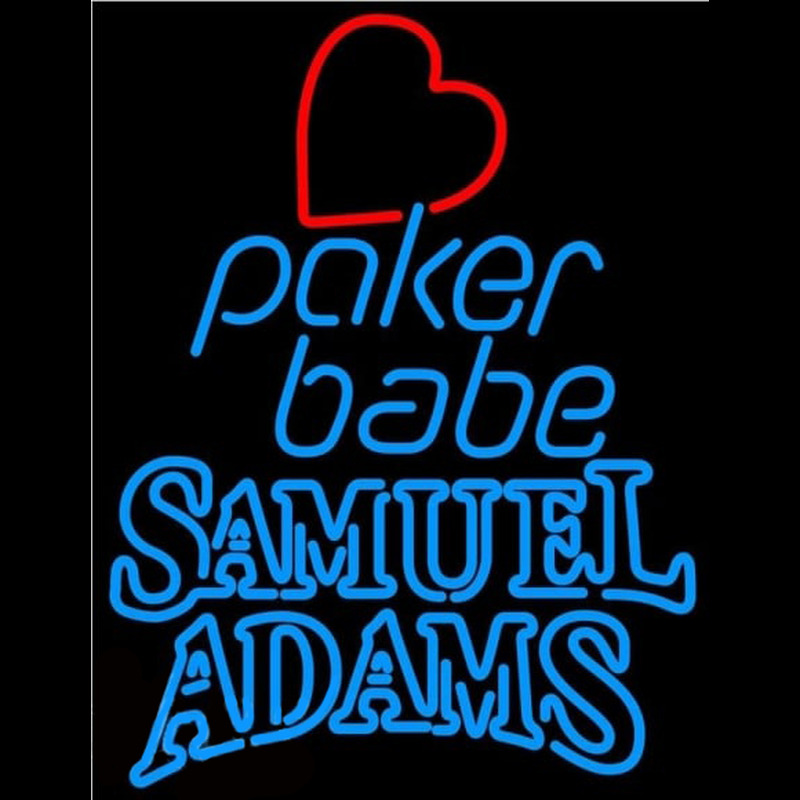 Samuel Adams Poker Girl Heart Babe Beer Sign Neonskylt