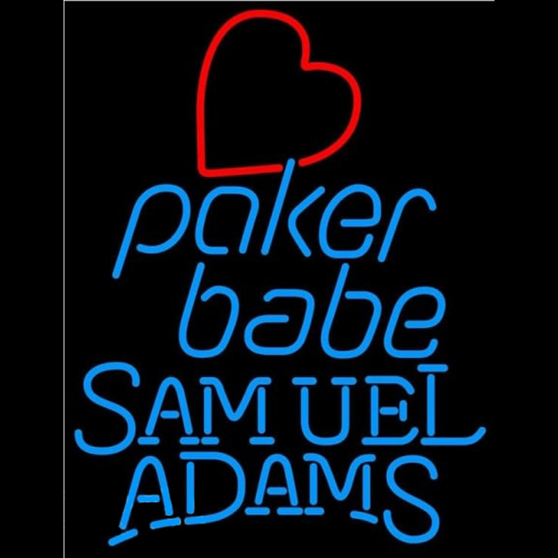 Samuel Adams Poker Girl Heart Babe Beer Sign Neonskylt