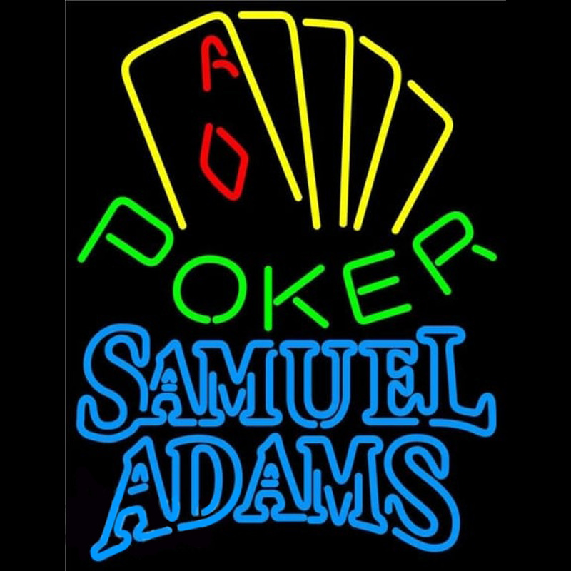 Samuel Adams Poker Yellow Beer Sign Neonskylt