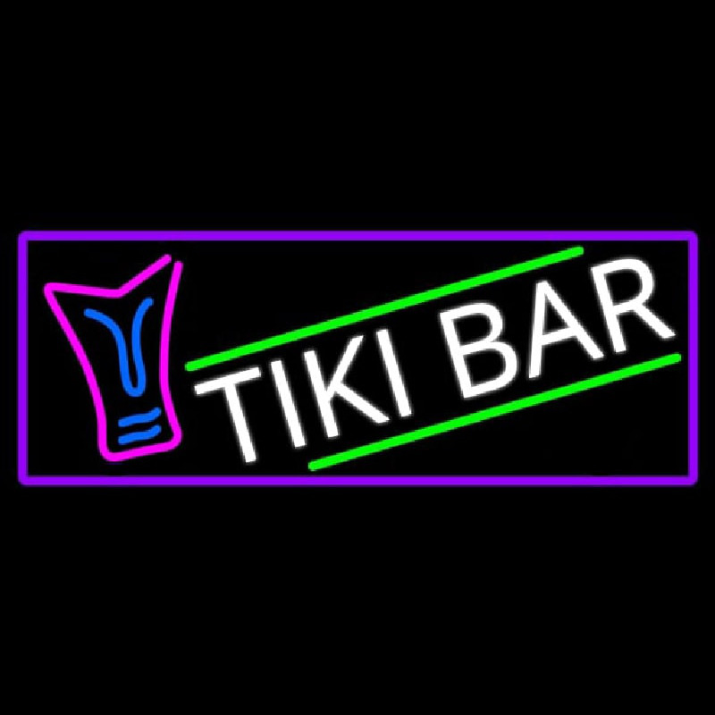 Sculpture Tiki Bar With Purple Border Neonskylt