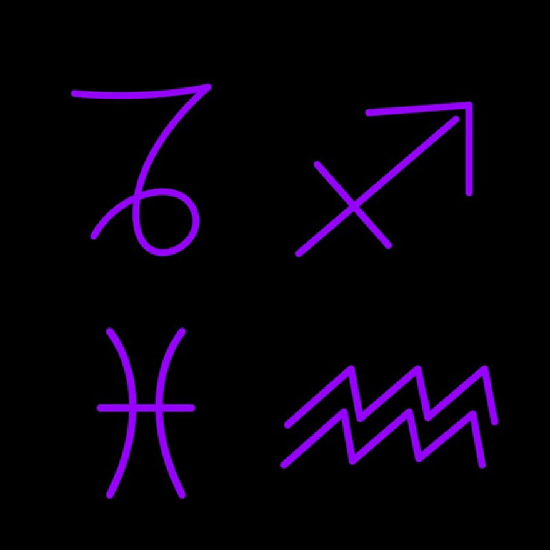 Set of Zodiac Sagittarius Capricorn Aquarius Pisces Neonskylt