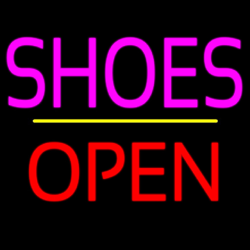 Shoes Open Yellow Line Neonskylt