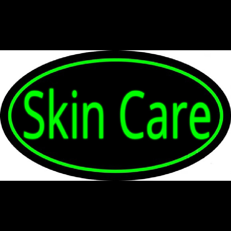 Skin Care Oval Green Neonskylt