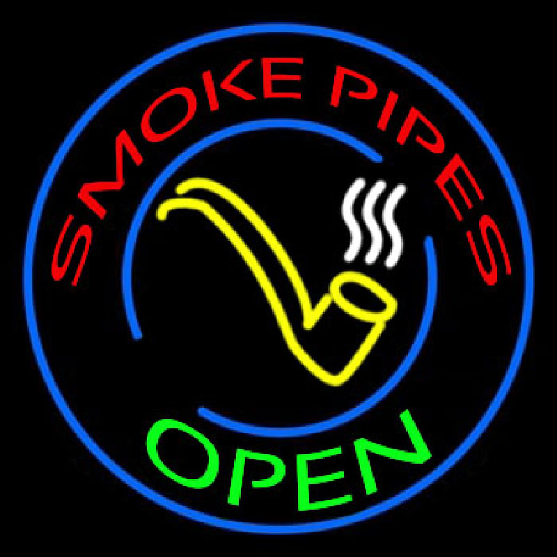 Smoke Pipes Open Circle Neonskylt