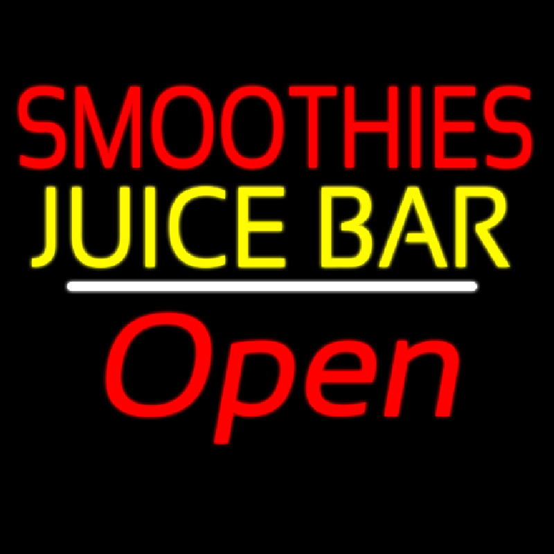 Smoothies Juice Bar Open White Line Neonskylt