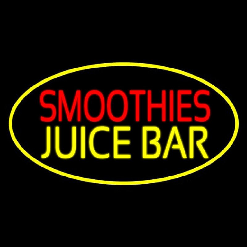 Smoothies Juice Bar Oval Yellow Neonskylt