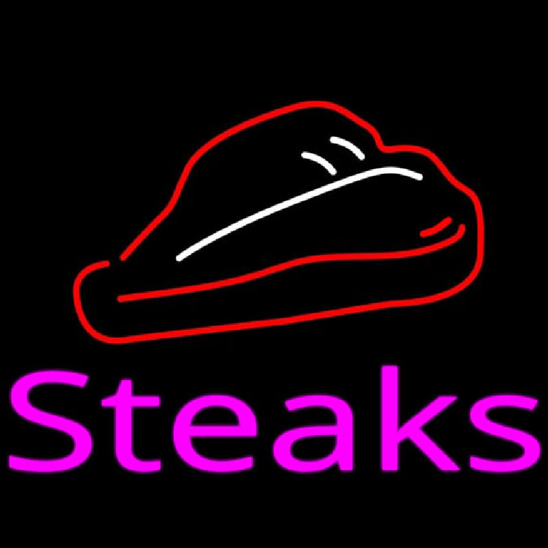 Steak Logo Pink Neonskylt