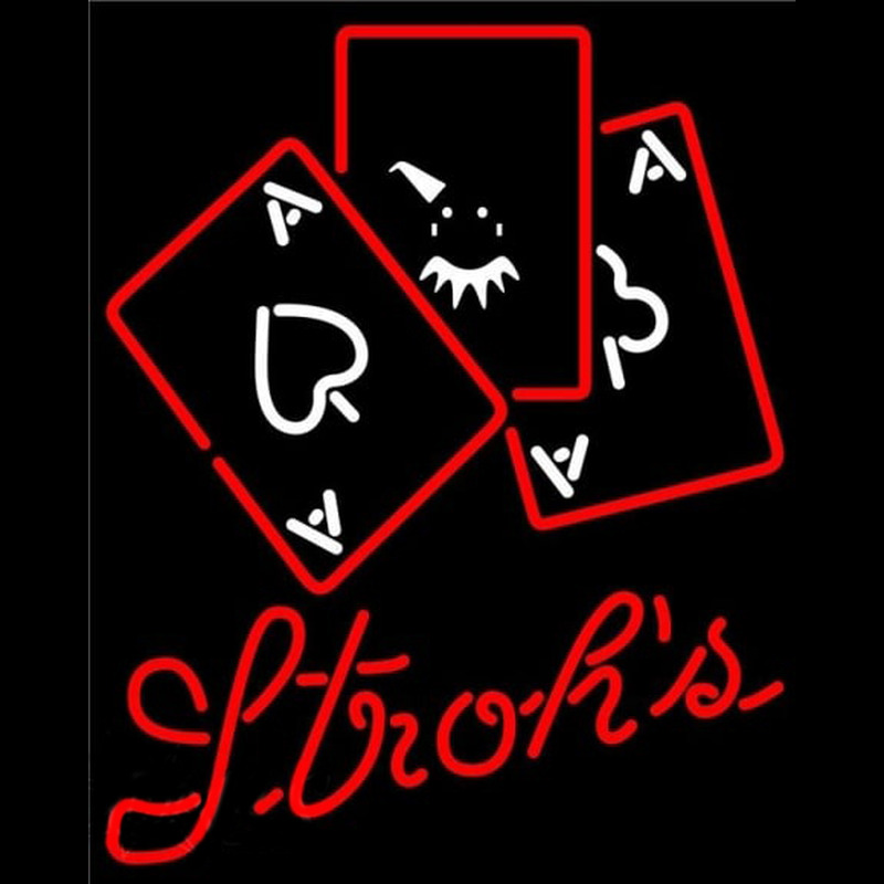 Strohs Ace And Poker Beer Sign Neonskylt