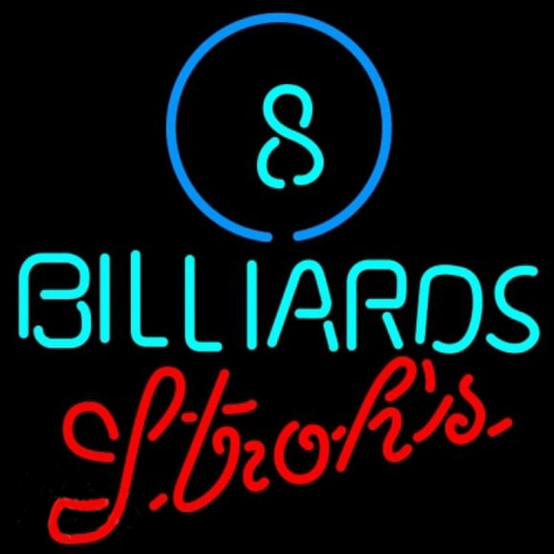 Strohs Ball Billiards Pool Beer Sign Neonskylt