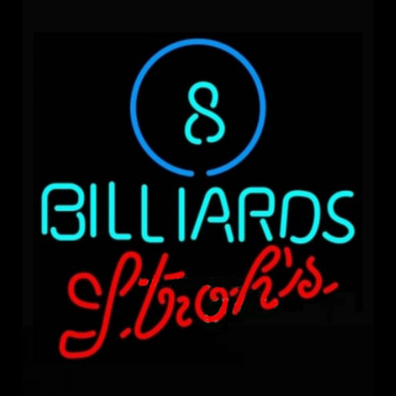 Strohs Ball Billiards Pool Neonskylt