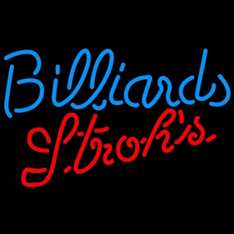 Strohs Billiards Te t Pool Beer Sign Neonskylt