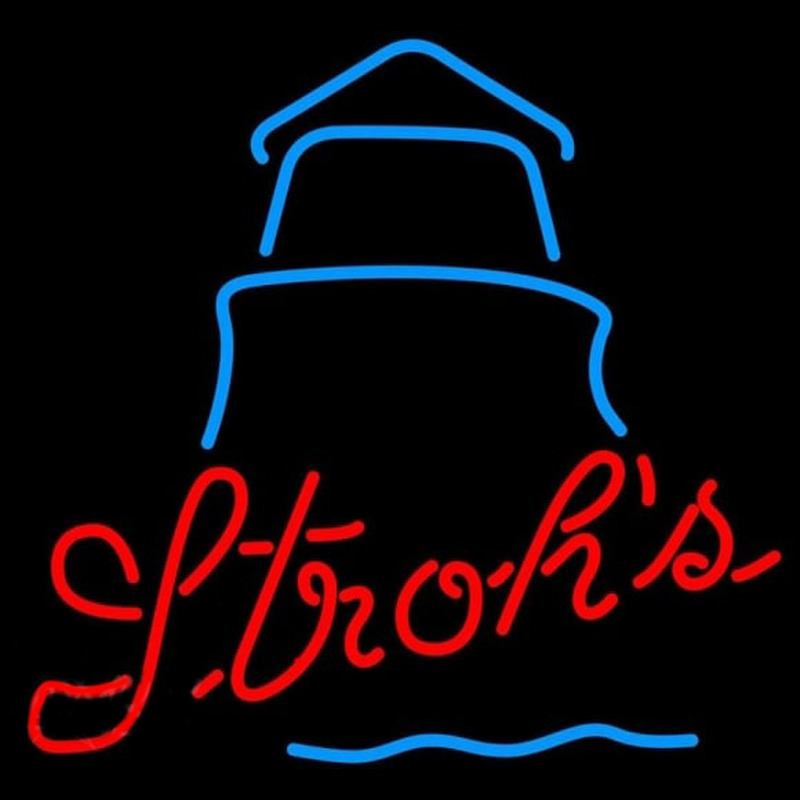 Strohs Day Lighthouse Beer Sign Neonskylt