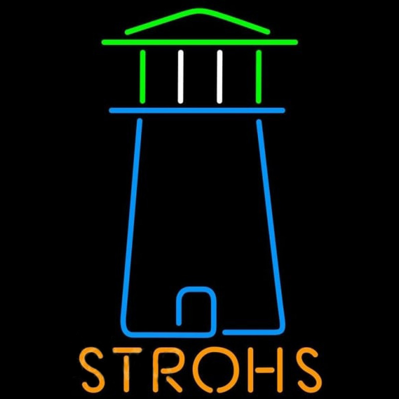 Strohs Lighthouse Art Beer Sign Neonskylt