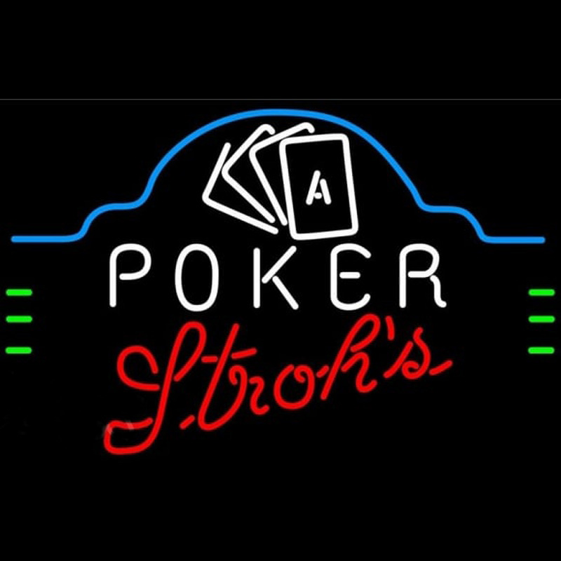 Strohs Poker Ace Cards Beer Sign Neonskylt