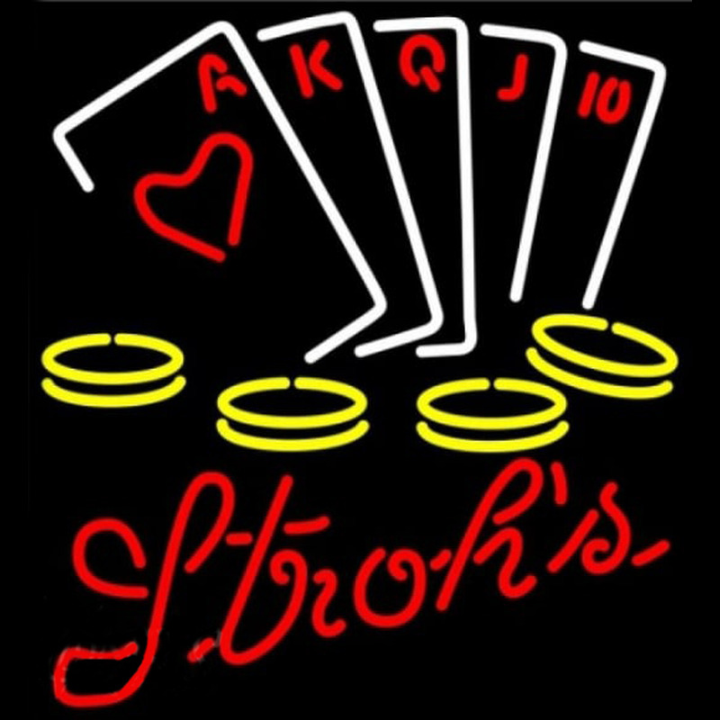 Strohs Poker Ace Series Beer Sign Neonskylt
