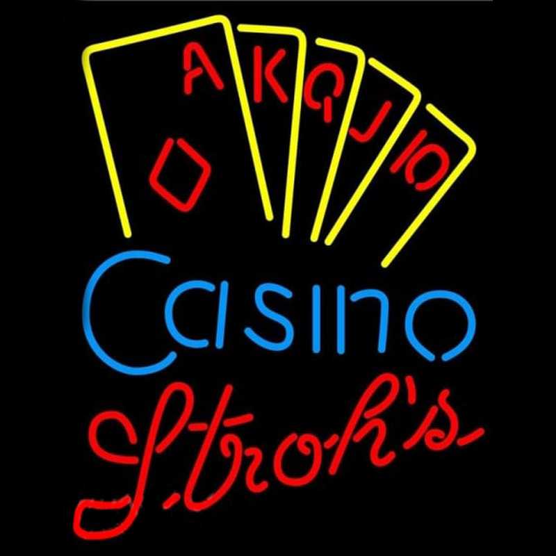 Strohs Poker Casino Ace Series Beer Sign Neonskylt