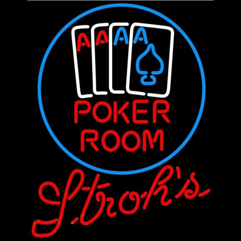 Strohs Poker Room Beer Sign Neonskylt