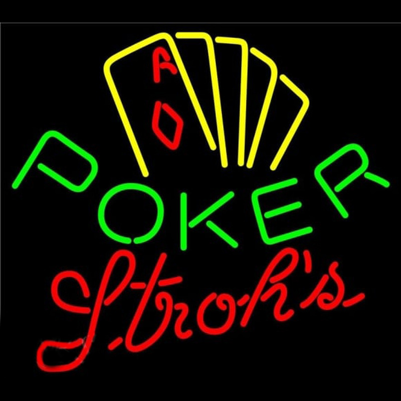 Strohs Poker Yellow Beer Sign Neonskylt