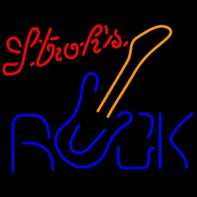 Strohs Rock Guitar Beer Sign Neonskylt