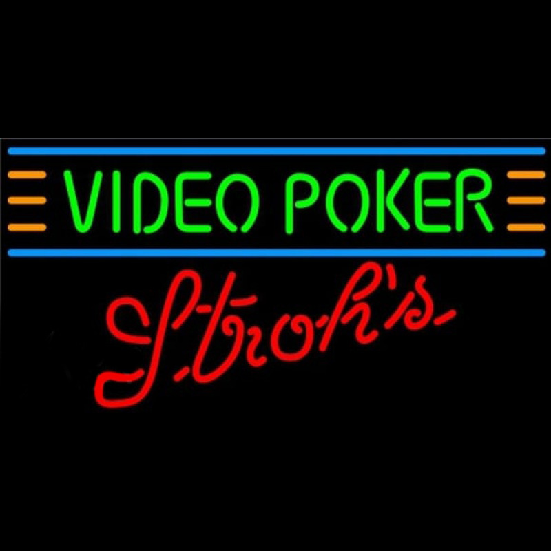 Strohs Video Poker Beer Sign Neonskylt