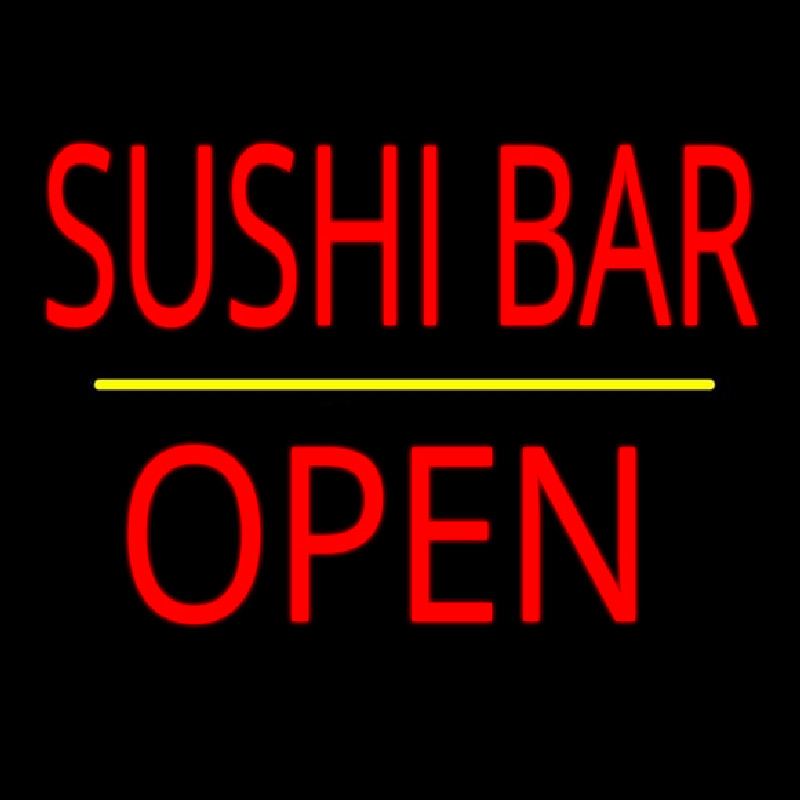 Sushi Bar Open Yellow Line Neonskylt