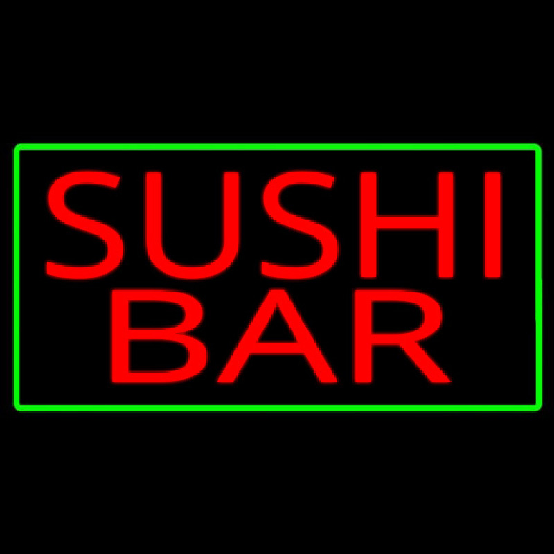 Sushi Bar With Green Border Neonskylt