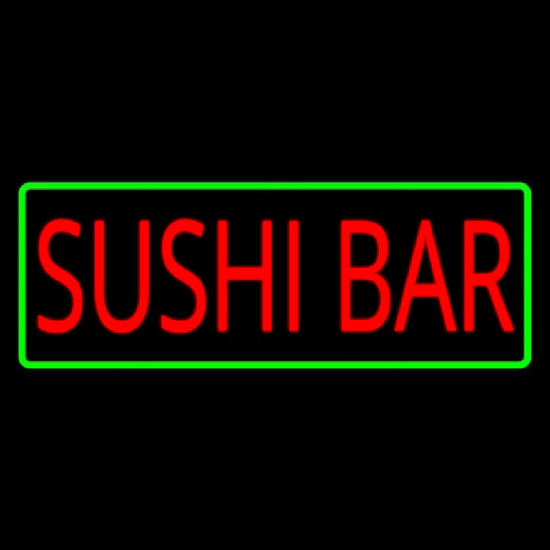Sushi Bar With Green Border Neonskylt