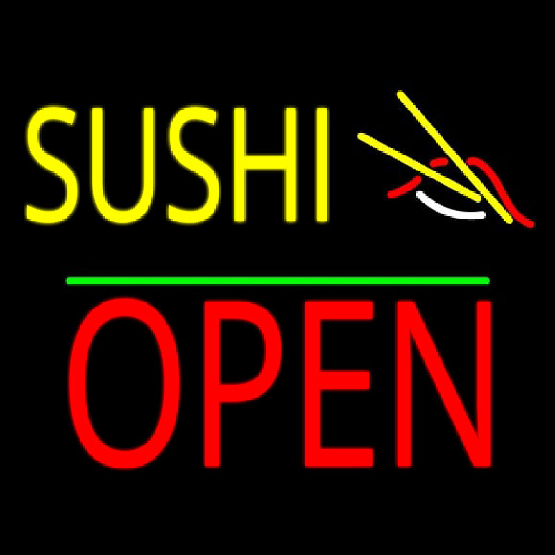 Sushi Block Open Green Line Neonskylt