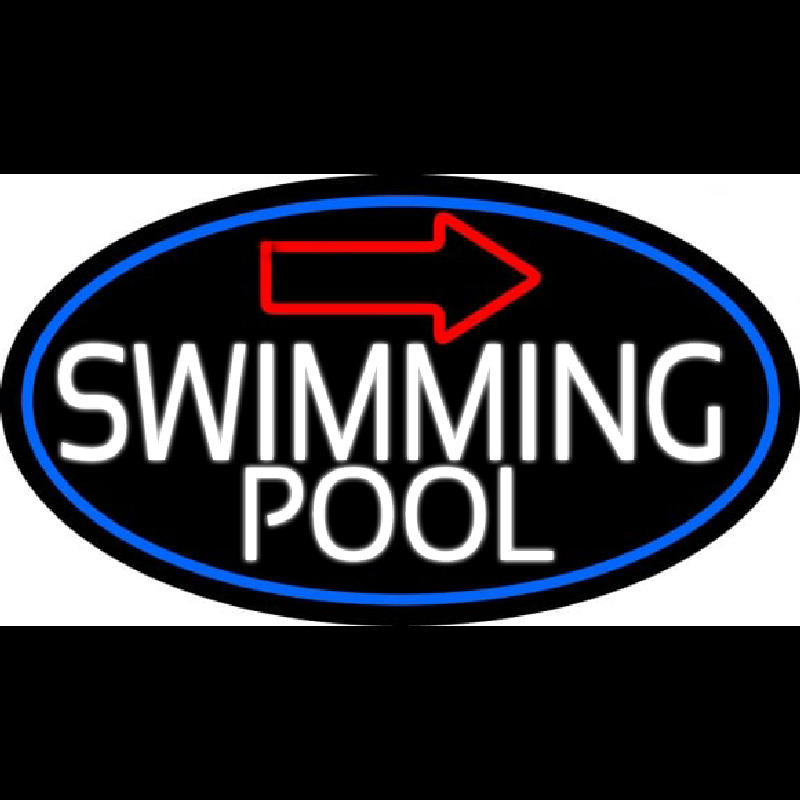 Swimming Pool With Arrow With Blue Border Neonskylt