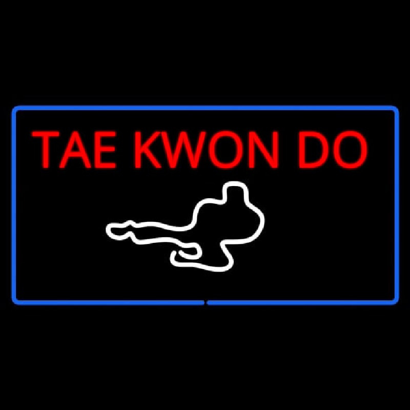 Tae Kwon Do Logo Rectangle Blue Neonskylt