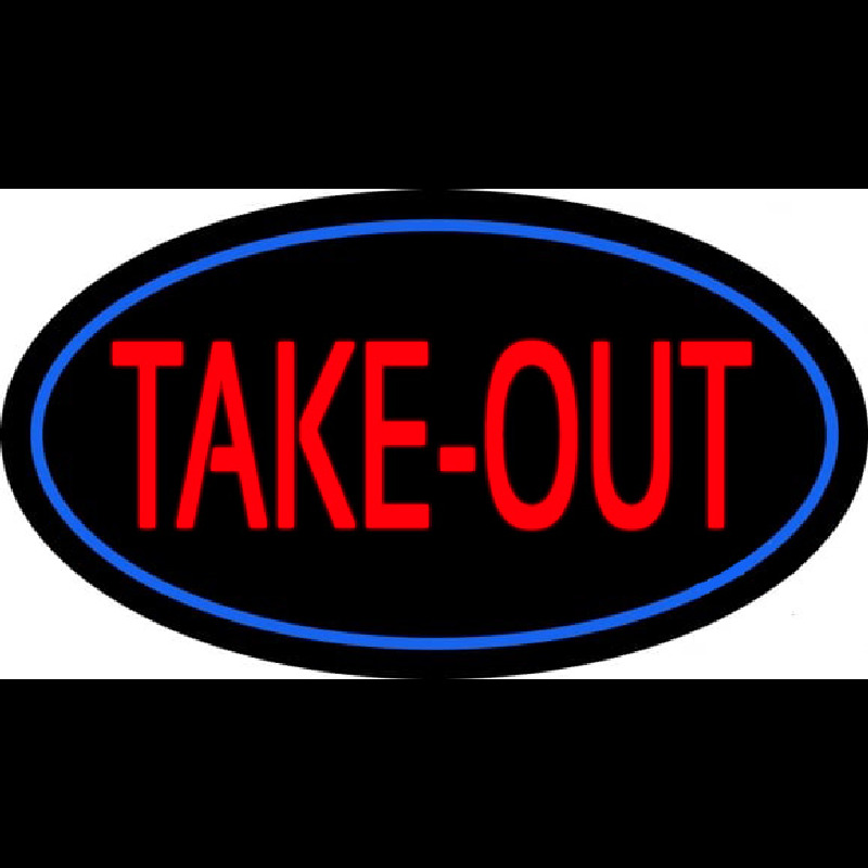Take Out Oval Neonskylt
