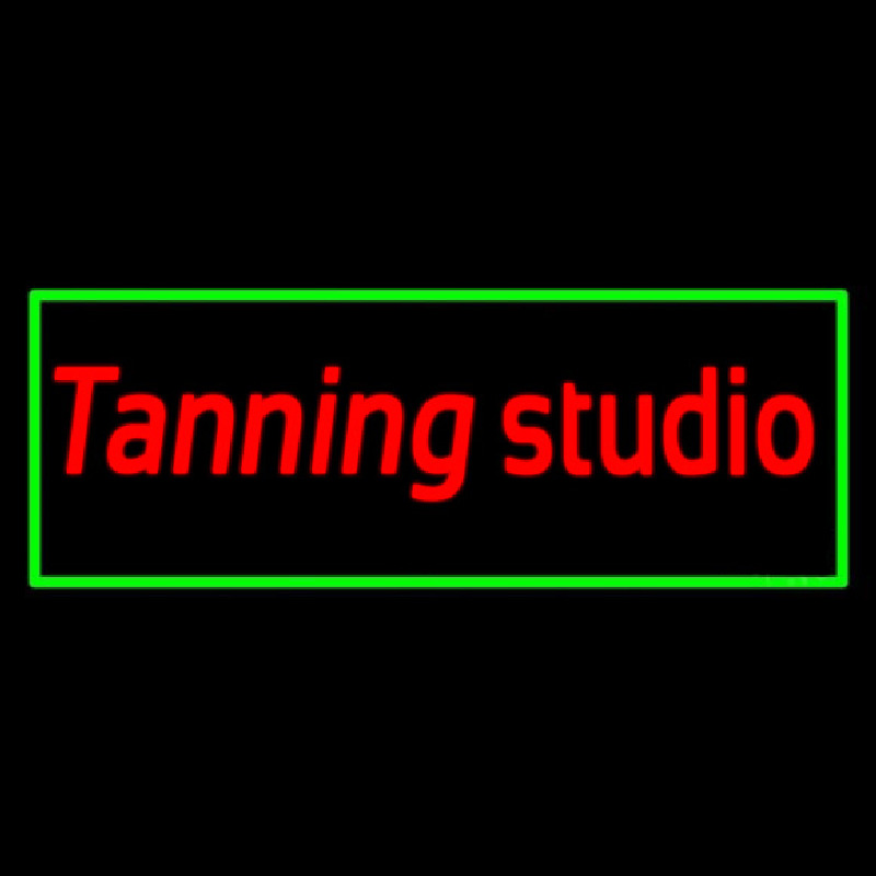 Tanning Studio With Green Border Neonskylt