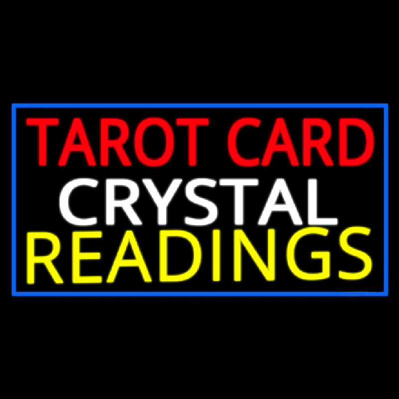 Tarot Card Crystal Readings With Blue Border Neonskylt