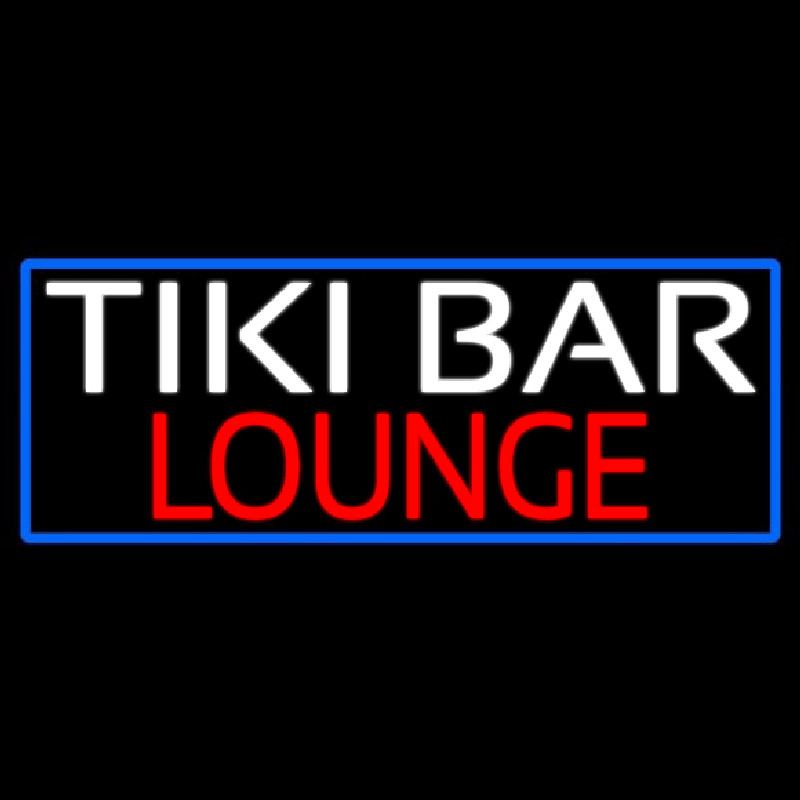 Tiki Bar Lounge With Blue Border Neonskylt