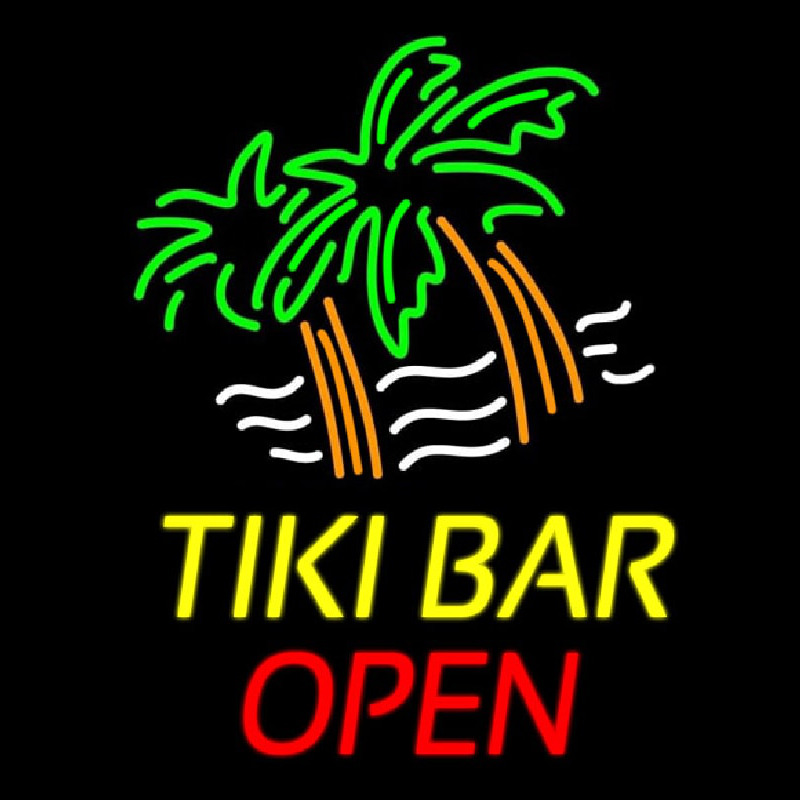 Tiki Bar Open Neonskylt