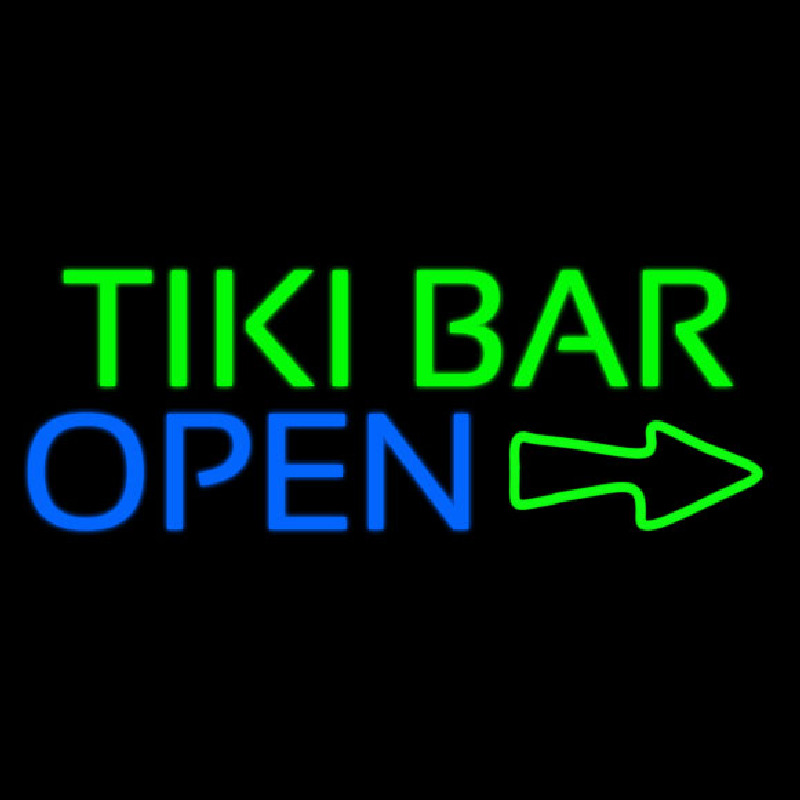 Tiki Bar Open With Arrow Neonskylt