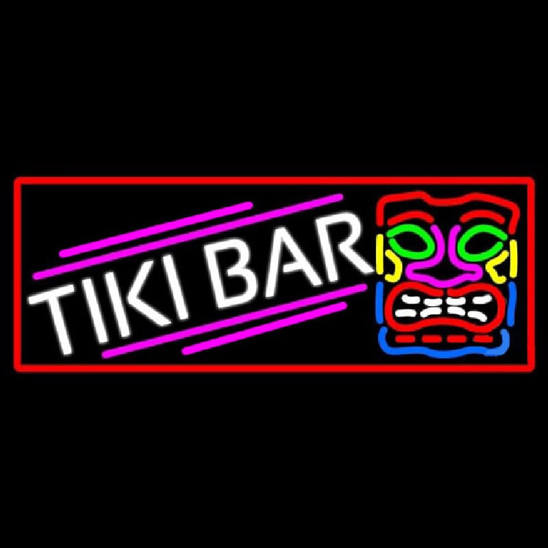 Tiki Bar Sculpture With Red Border Neonskylt