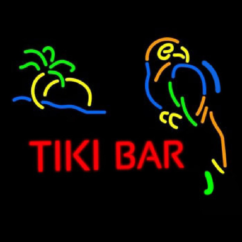 Tiki Bar With Parrot Neonskylt