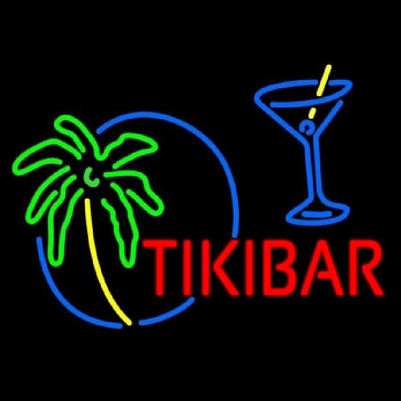 Tiki Bar With Wine Glass Neonskylt